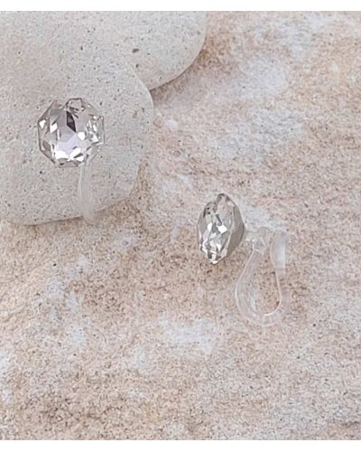 Mini boucles oreilles clip strass