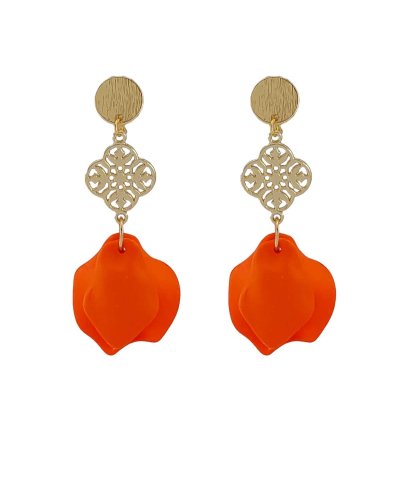 Boucles oreilles à clips pétales orange (non percées)