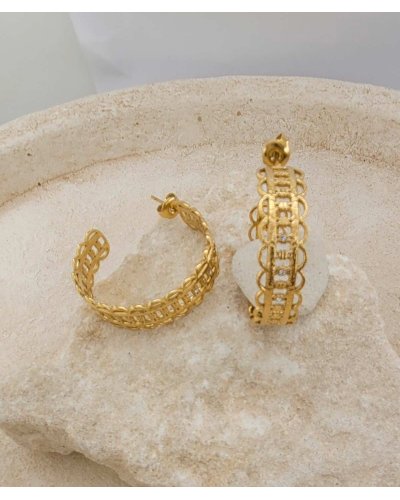 Boucles d'oreilles créoles acier doré 3,5 cm