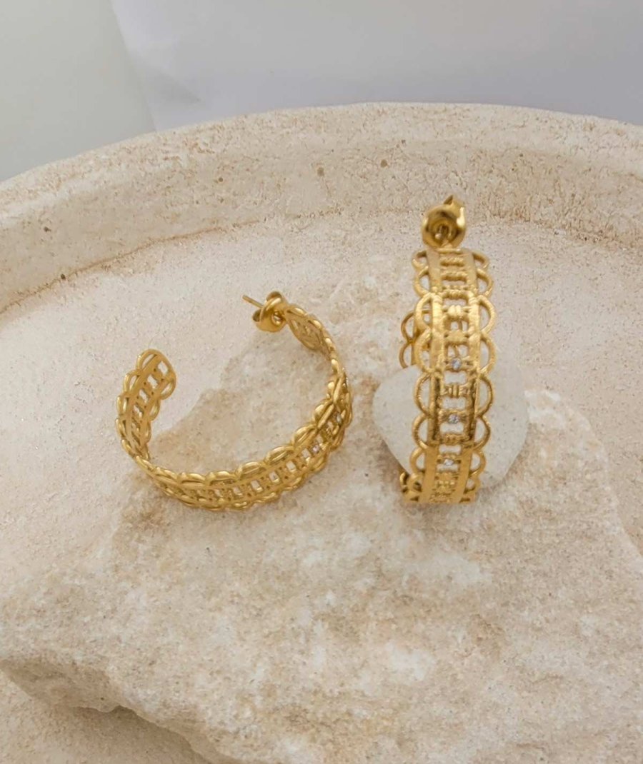 Boucles d'oreilles créoles acier doré 3,5 cm