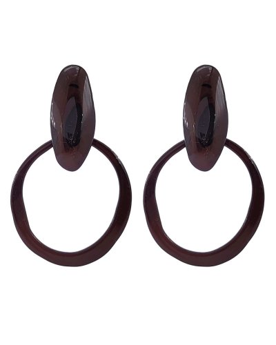 Boucles oreilles clips acétate marron acajou (non percées)