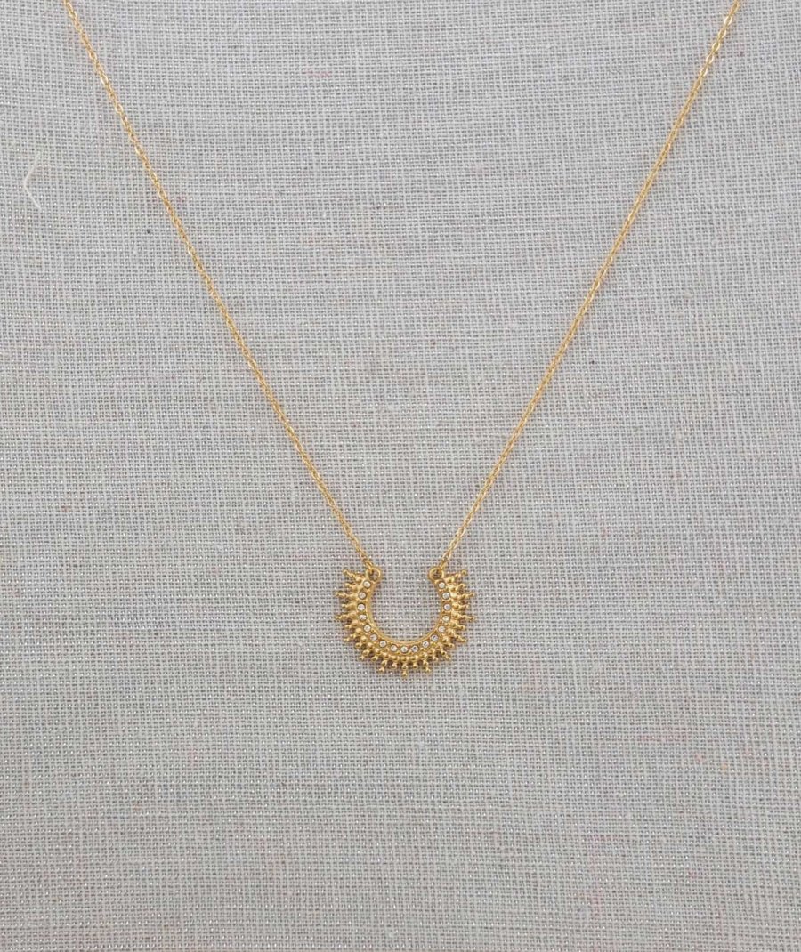 Pendentif acier doré demi lune