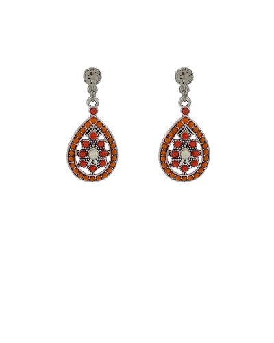 Boucles oreilles à clips pendantes orange Confort quotidien – Création Tara Pépita