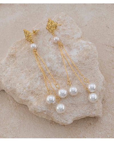 Boucles d'oreilles pendantes perles