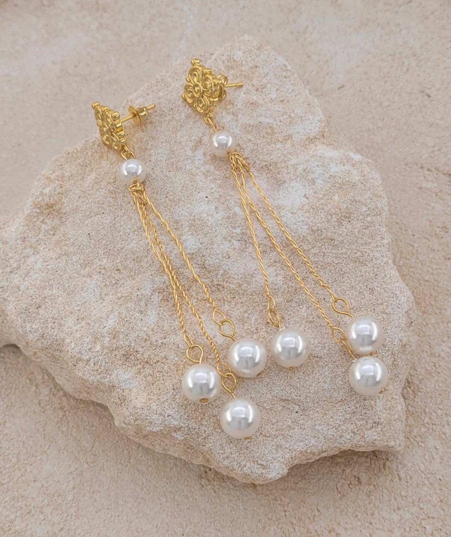 Boucles d'oreilles pendantes perles