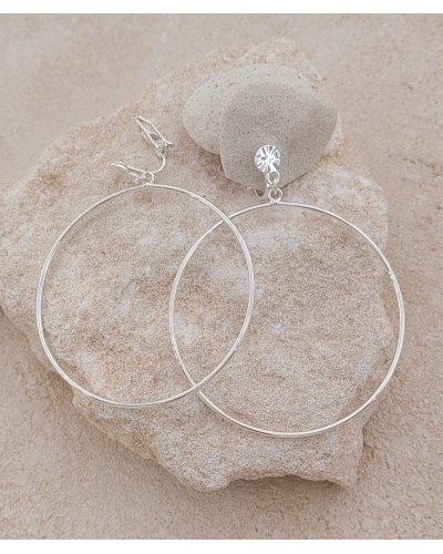 Grandes boucles d'oreilles à clips anneau fin argenté  - L'Ultra-confort par Tara Pépita