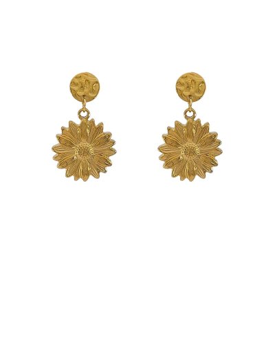 Boucles d'oreilles clip acier doré fleur (non percées)