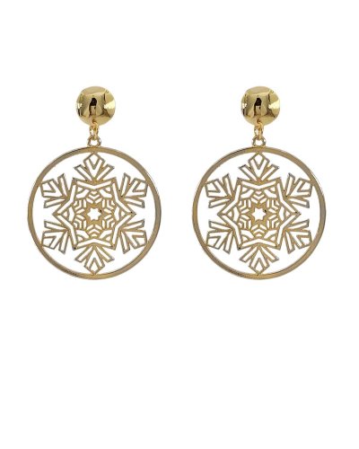 Boucles d'oreilles clips filigrane flocon doré (non percées)
