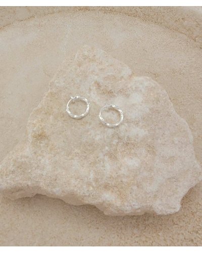 Créoles à clip argentées 13 mm torsadées