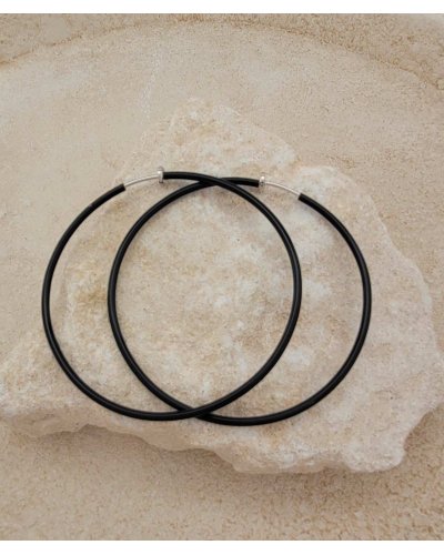 Créoles à clip noires 6 cm