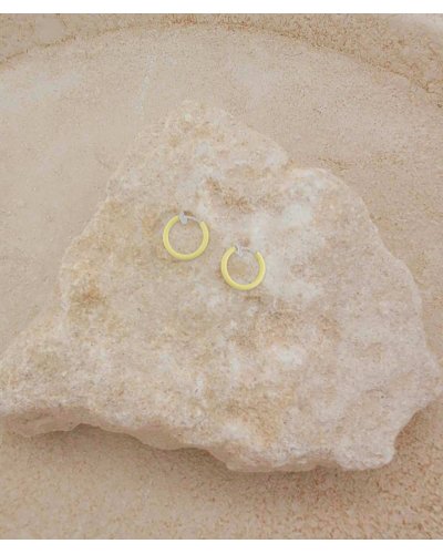 Créoles à clips non percées jaune 13 mm