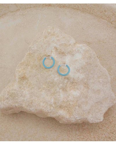 Créoles à clip bleues 13 mm ultra-confort – Création Tara Pépita