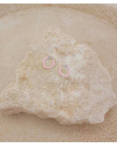 Créoles à clip roses 13 mm ultra confort – Création Tara Pépita