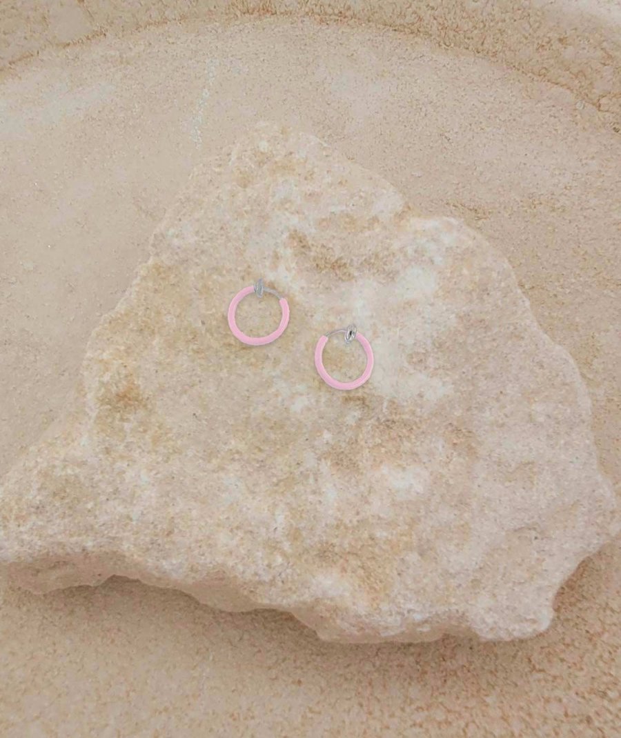 Créoles à clip roses 13 mm ultra confort – Création Tara Pépita