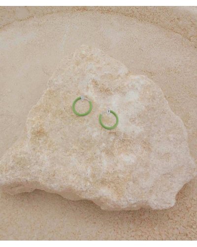 Créoles à clip vertes 13 mm ultra confort