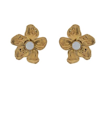 Clip d'oreilles acier doré fleur et nacre acier doré fleur et nacre Confort quotidien