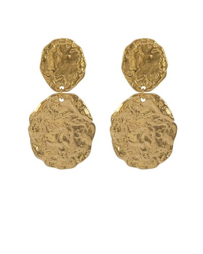 Boucles d'oreilles clip acier doré martelées