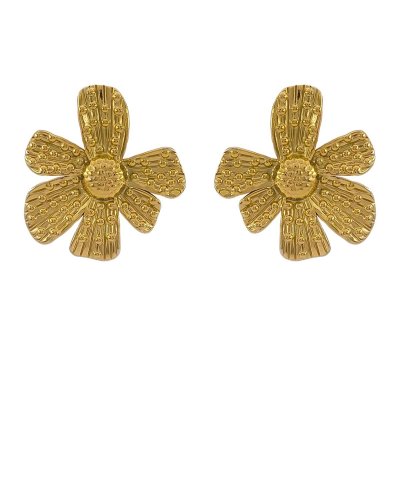 Clip d'oreilles acier doré fleur Confort quotidien