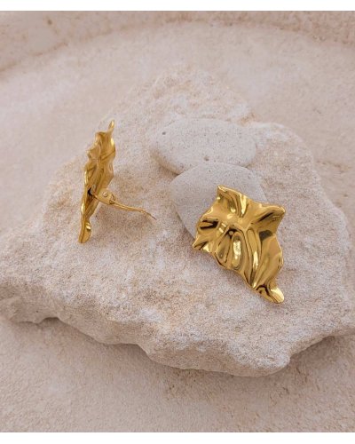 Clip d'oreilles acier doré lys