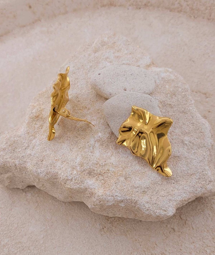 Clip d'oreilles acier doré lys