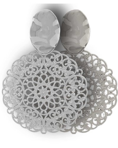 Très grandes boucles oreilles filigrane rhodiées