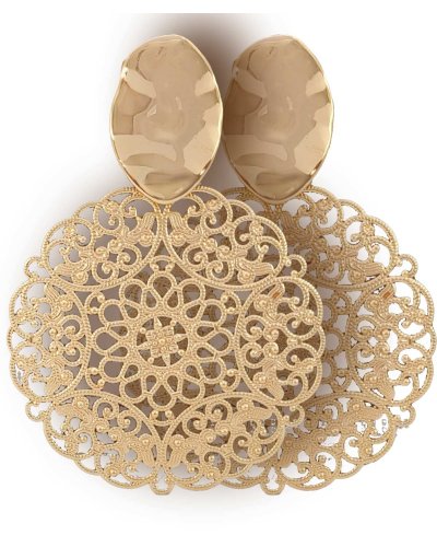 Très grandes boucles oreilles filigrane dorées