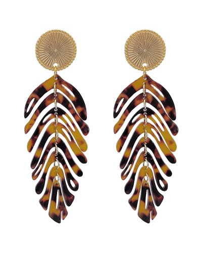Longues boucles oreilles à clips pendantes écailles légères – Création Tara Pépita