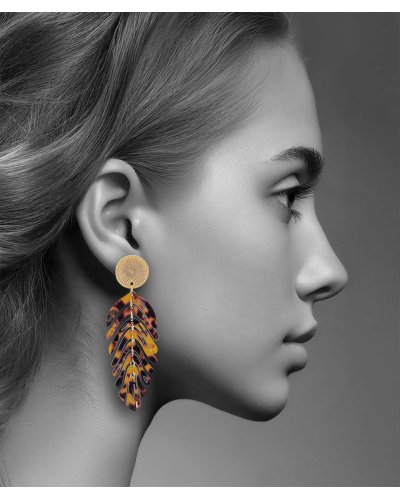 Longues boucles oreilles à clips pendantes écailles légères – Création Tara Pépita