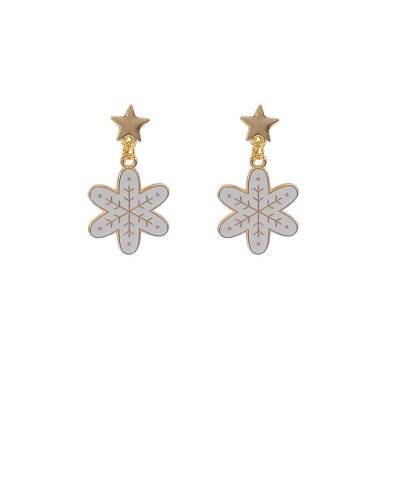 Boucles d'oreilles clip flocon blanc et or Ultra-confort – Création Tara Pépita