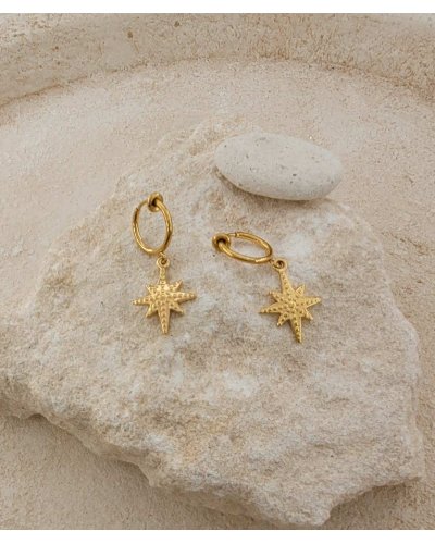 Boucles d'oreilles clips acier étoile effet percé sans perçage