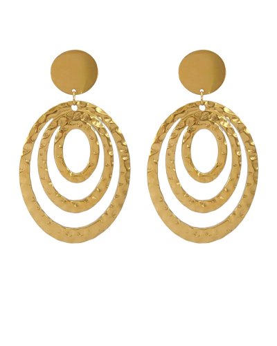 Boucles d'oreilles clips acier doré martelé résistantes et lumineuses