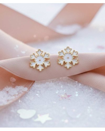 Amusantes boucles oreilles puces à clip flocon blancs pour les fillettes, oreilles non percées - Pépita by Tara Pépita