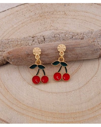 Boucles oreilles clips cerises