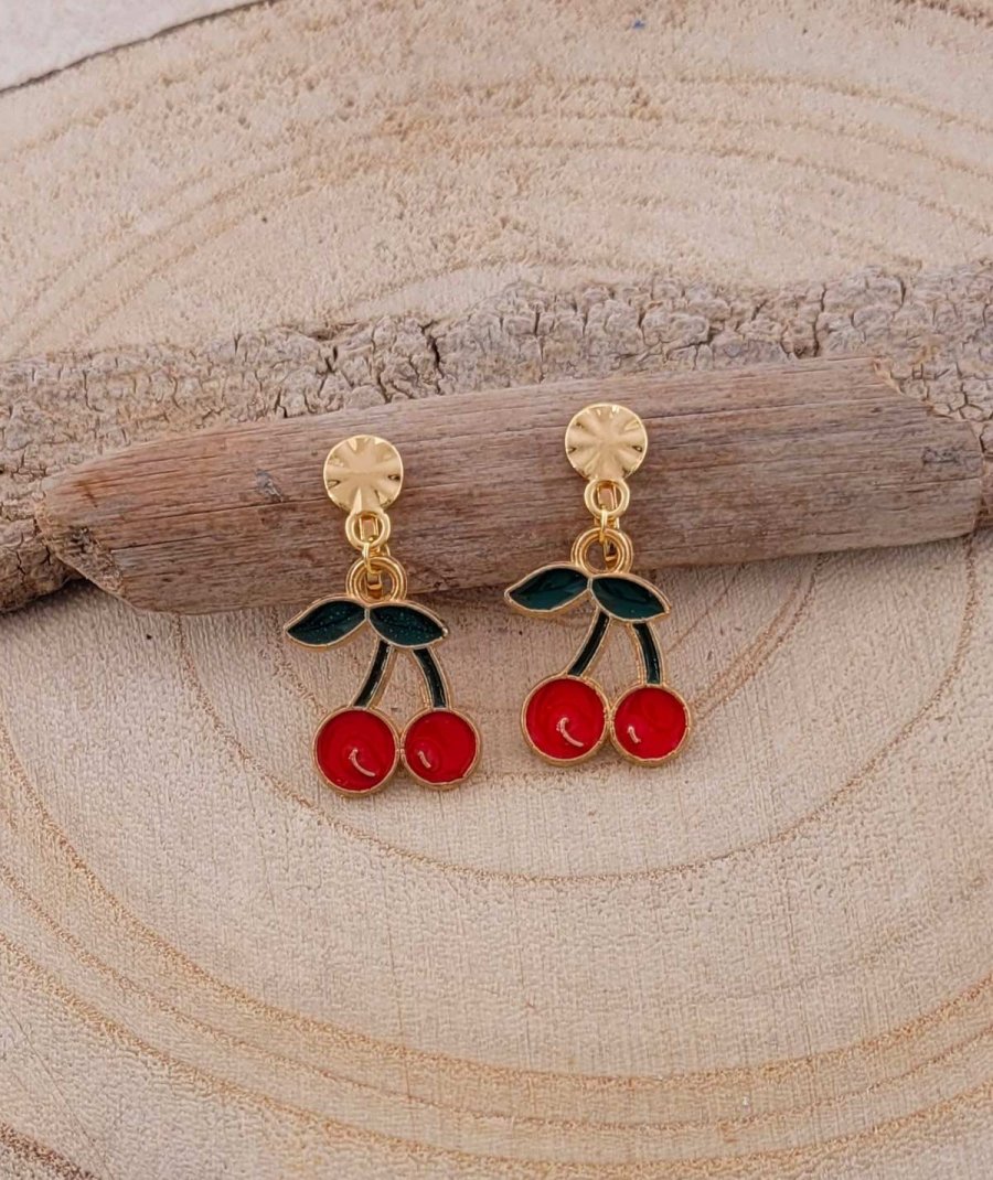 Boucles oreilles clips cerises