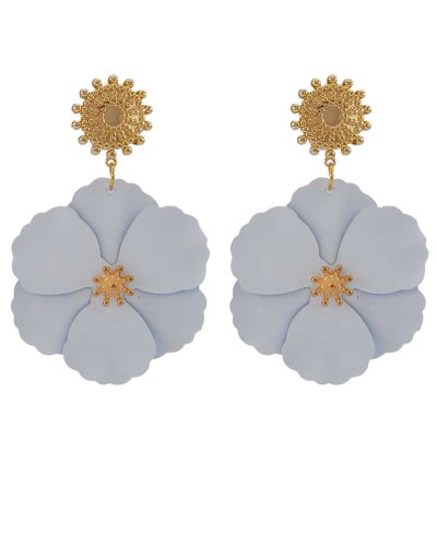 Boucles oreilles clips fleurs blanches élégantes mariage
