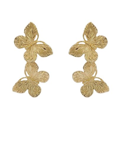 Boucles d’oreilles clips papillons dorés pendants pour oreilles non percées