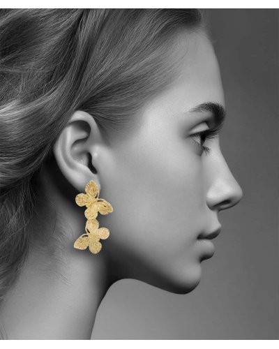 Boucles d’oreilles clips papillons dorés pendants pour oreilles non percées