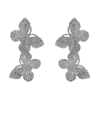 boucles d’oreilles clips papillons rhodiés pendants pour oreilles non percées