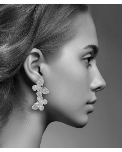 boucles d’oreilles clips papillons rhodiés pendants pour oreilles non percées