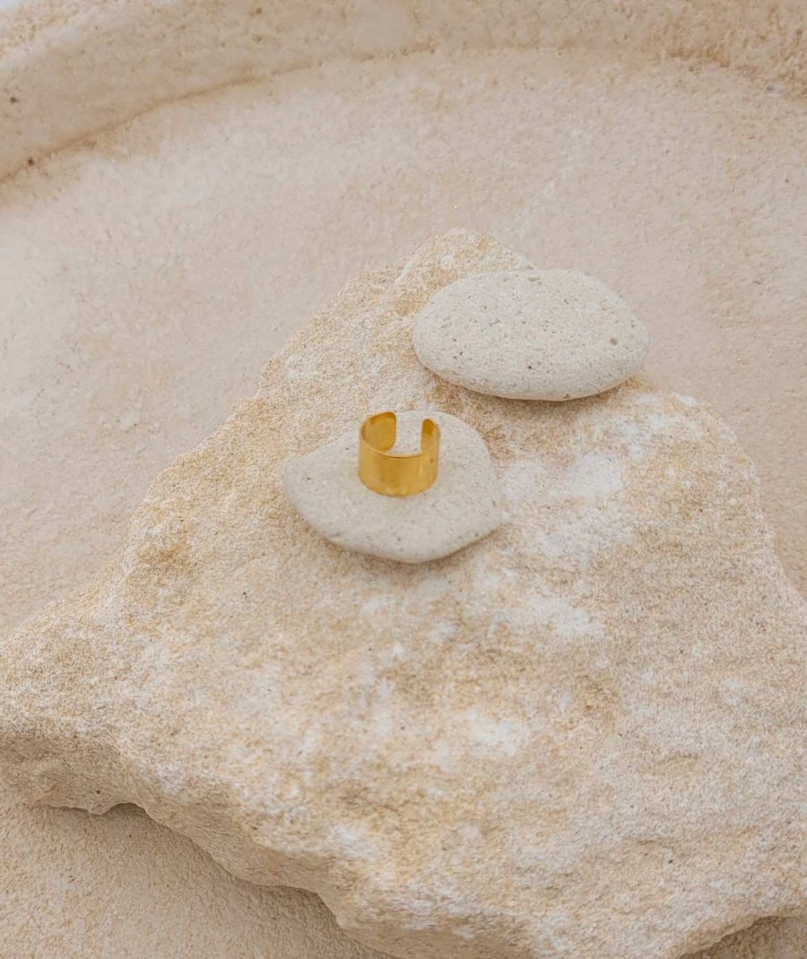 Petit ear cuff manchette non percé en acier doré facile à mettre