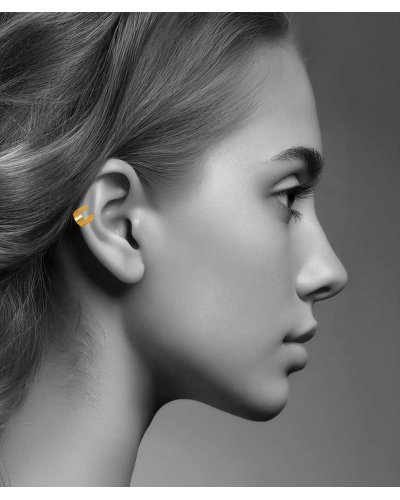 Petit ear cuff manchette non percé en acier doré facile à mettre