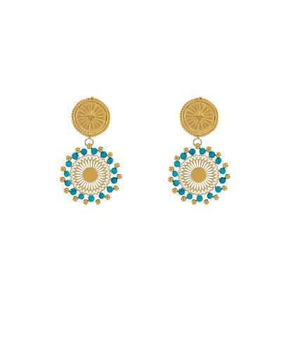 Petites boucles d'oreilles en acier doré et perles turquoise légères à porter toute la journée - L'ultra-confort par Tara Pépita