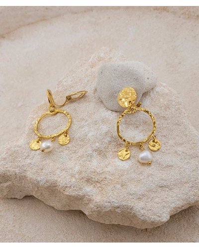 Boucles d'oreilles à clip en acier et perle - L'ultra-confort par Tara Pépita