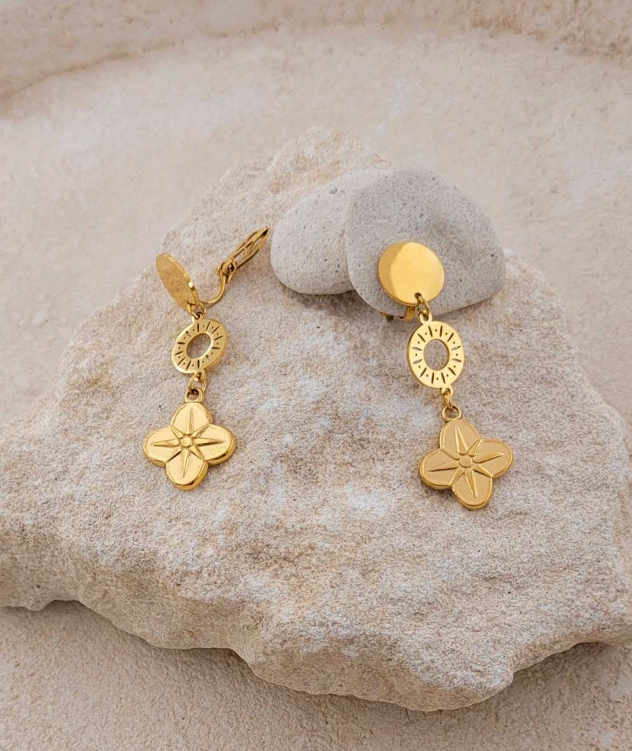Boucles d'oreilles à clips  dorées, classiques et élégantes pour oreilles non percées - L'ultra-confort par Tara Pépita