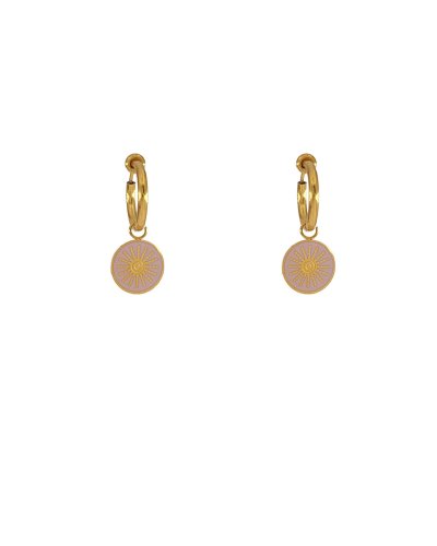 Boucles d'oreilles à clips charms rose sur créole pour oreilles non percées - Création Tara Pépita