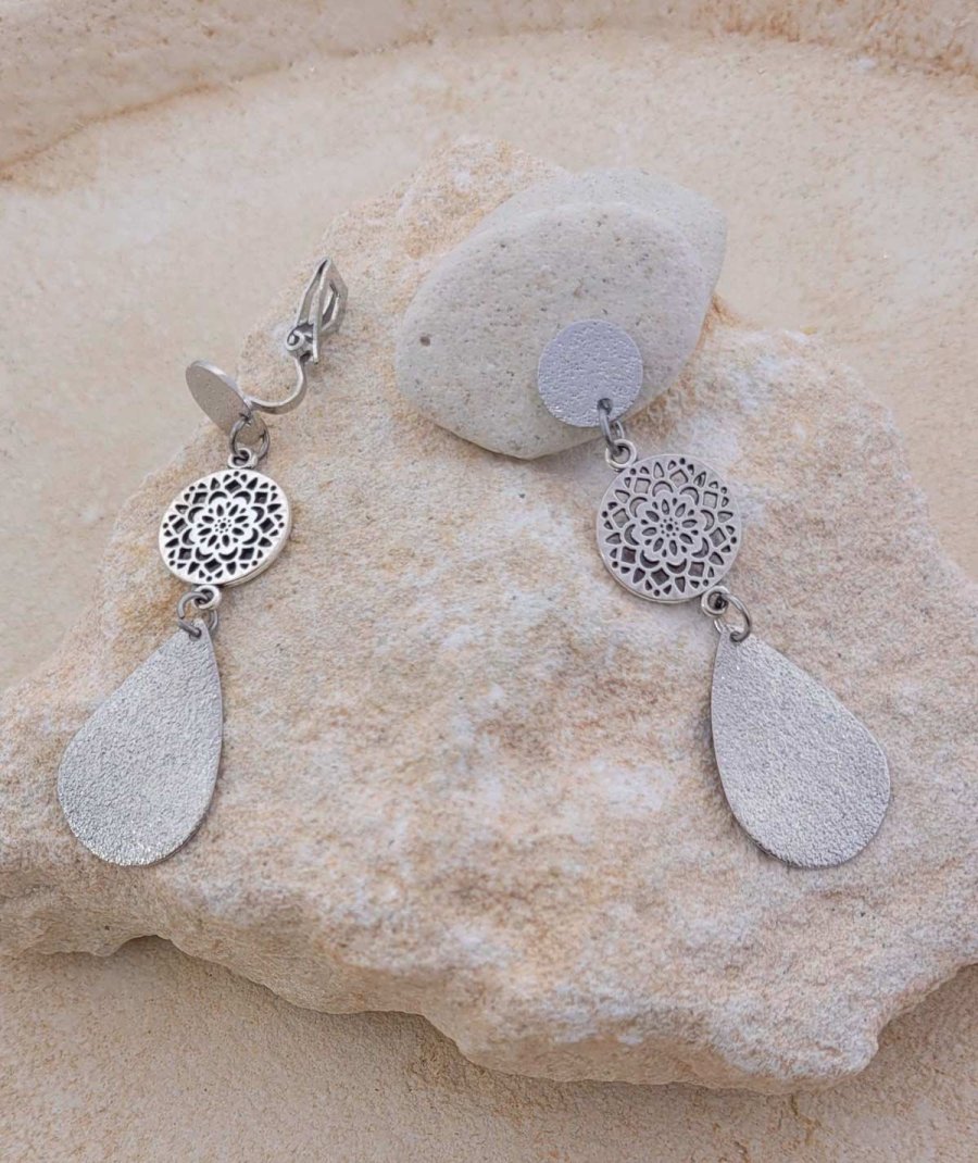 Boucles d'oreilles clips rhodiées ultra légères - L'ultra-confort par Tara Pépita