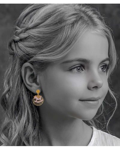 Boucles oreilles à clips pendantes cheval  à bascule rose filles 3 cm - Pépita by Tara Pépita