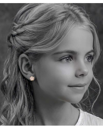 Boucles oreilles clips fleur blanche filles