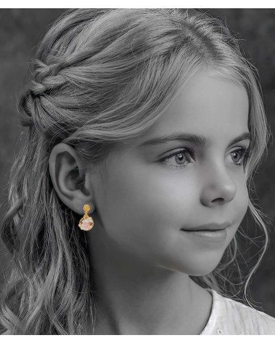 Boucles oreilles à clips  pour enfant avec un petit lapin blanc et rose - Pépita by Tara Pépita