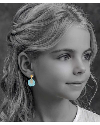 Boucles d'oreilles à clip ultra-confort coquillage bleu filles - Pépita by Tara Pépita